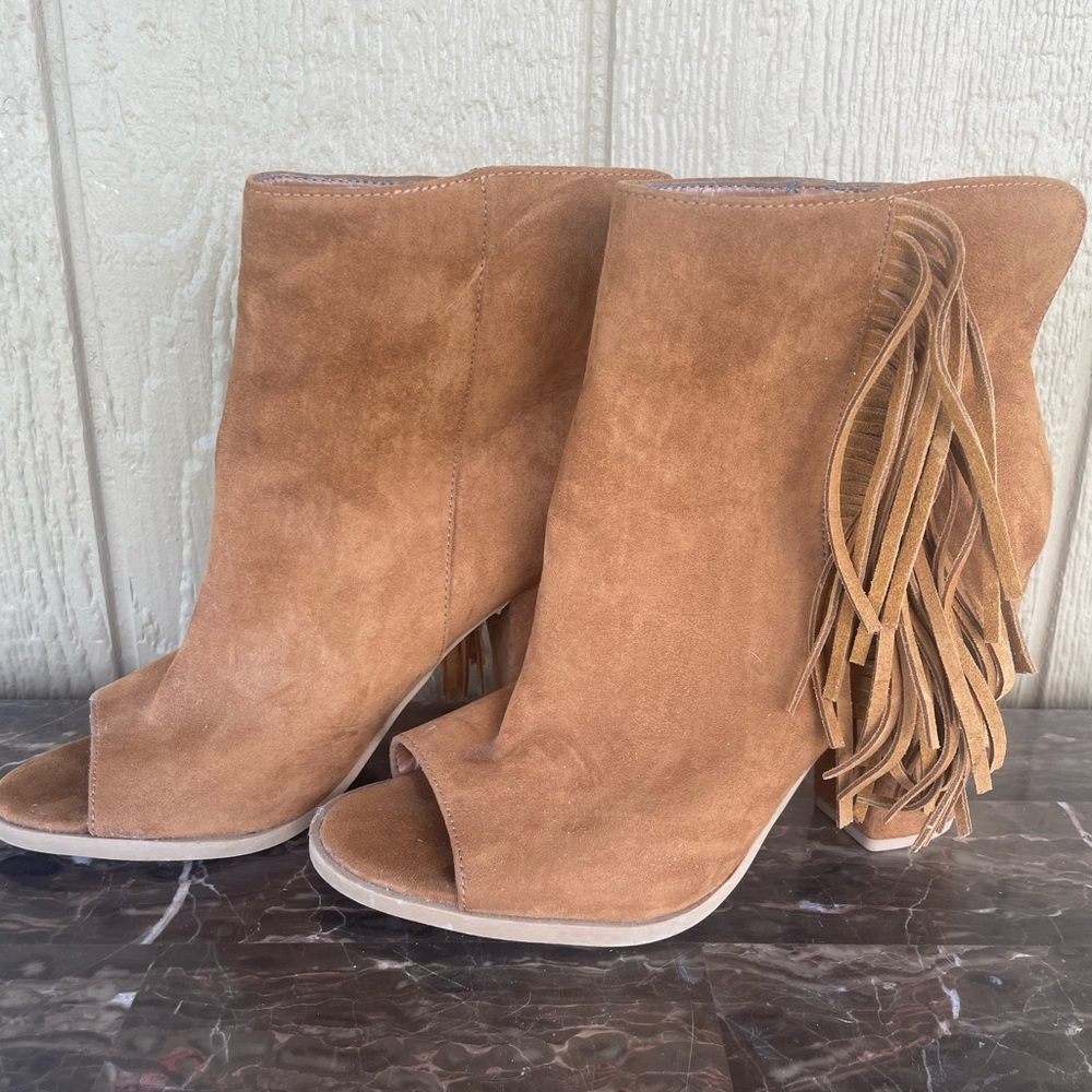 Tan DV Fringe Booties